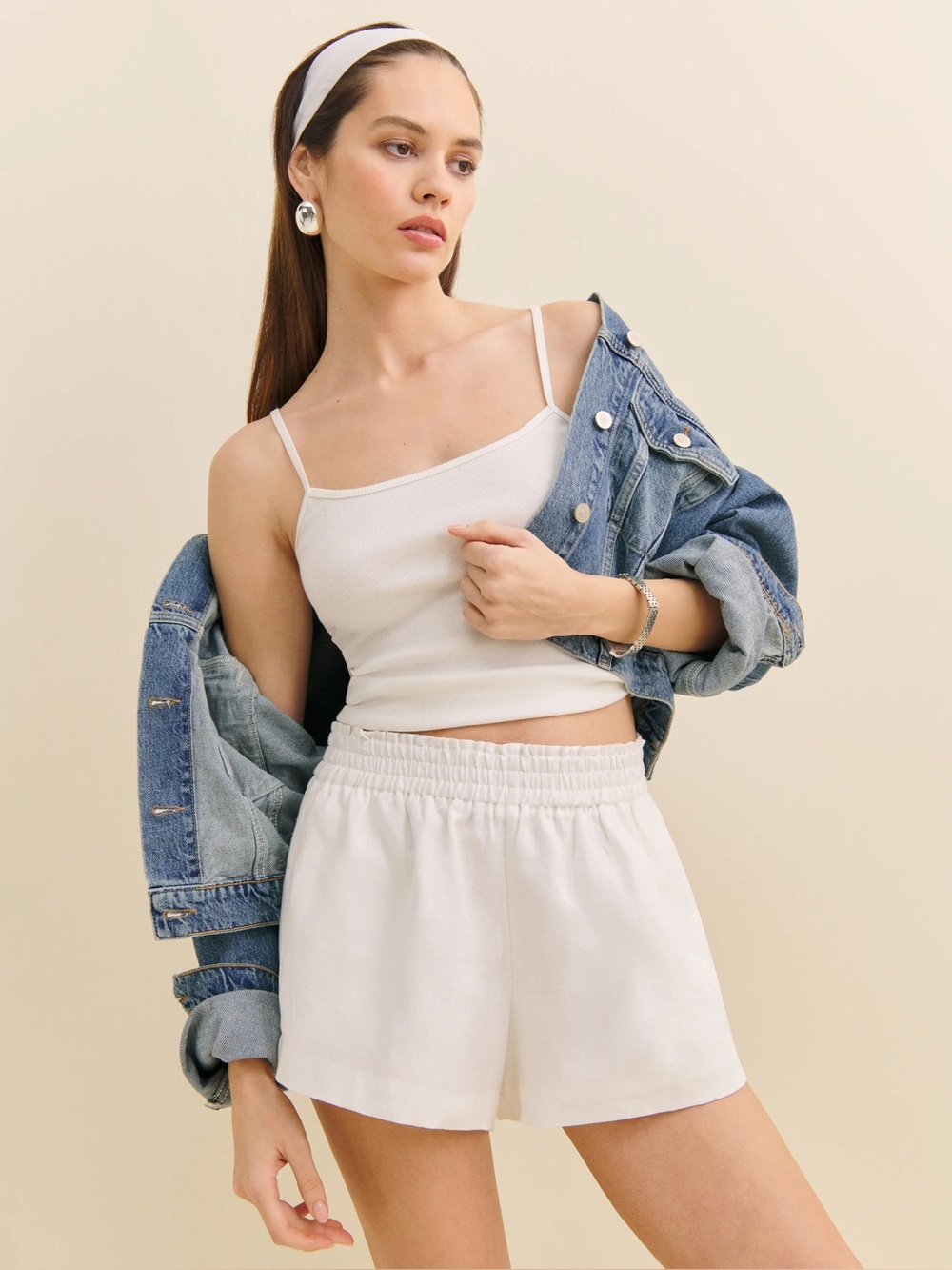 Reformation “Mila” Linen Short, Size Large - EUC